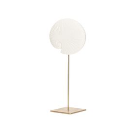 Escultura Concha em Poliresina 43cm Branco e Dourado Mart Presente