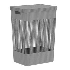 Cesto de Roupas Grid com Tampa 49L Chumbo Martiplast