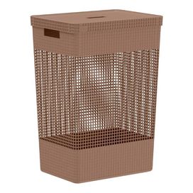 Cesto de Roupas Grid com Tampa 49L Marrom Martiplast