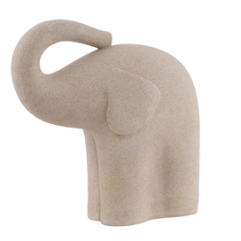 Escultura Elefante Poliresina 29cm Bege Flor Arte