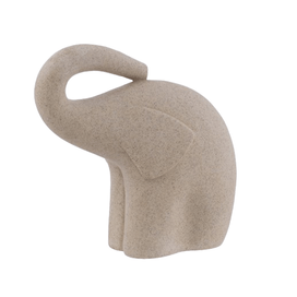 Escultura Elefante Poliresina 19cm Bege Flor Arte