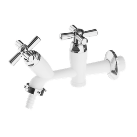 Torneira para Tanque e Máquina de Lavar Cross Branco e Cromado Tigre