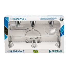 Kit Acessórios para Banheiro com 5 Peças Ipanema Cromado Aquaplás