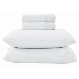 Jogo Roupa de Cama Rendas Queen 4 Peças Branco Hedrons