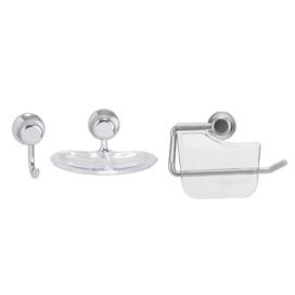 Kit Acessórios com 3 Peças Dupla Face Rimini Cromado Aquaplás