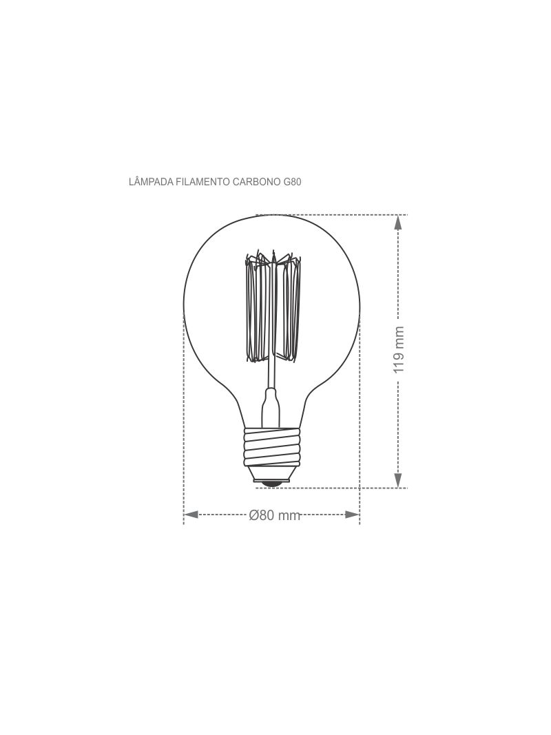 1704186 Lampada Filamento de Carbono 40W 2200K G80 Taschibra - Amoedo -2-