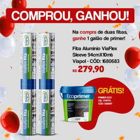 Fita Aluminio ViaFlex Sleeve 94cmX10mt Viapol