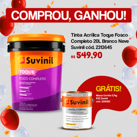 Tinta Acrílica Toque Fosco Completo 20 Litros Branco Neve Interior e Exterior Suvinil