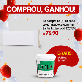 Rodapé Lev101 13x100x2400mm Branco Santa Luzia