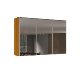 Armário 120cm 3 Portas de Vidro Lumina Fendi e Cinamomo Itatiaia