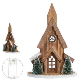 Casa Decorativa com Led 30x10cm Bege Flor arte