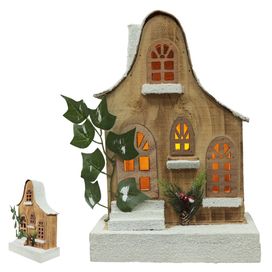 Casa Decorativa com Led 31x12cm Bege Flor arte