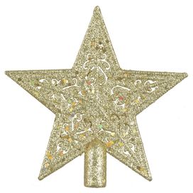 Ponteira Enfeite Natal Estrela 15cm Dourado Flor Arte