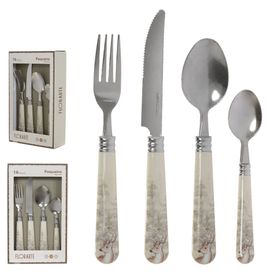 Faqueiro com 16 Peças 17cm Bege Flor Arte