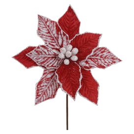 Haste Bico Papagaio Natal Nevado  20cm Vermelho Flor Arte