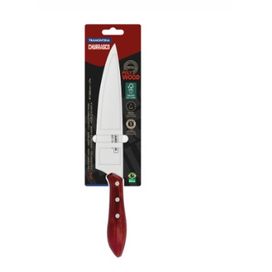 Faca Carne Aço Inox Cabo Fino Madeira Vermelho Tramontina